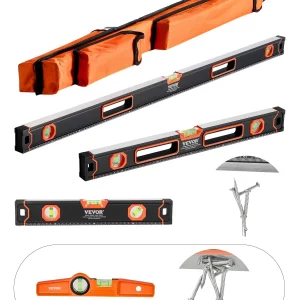 Sada 4-dielnych vodováh v tvare torpéda, sada krabičkových vodováh 120/60/40/25 cm, libela na pravítko 45/90/180 stupňov, merací nástroj vyrobený zo zliatiny hliníka (magnetický je iba 10 palcový)