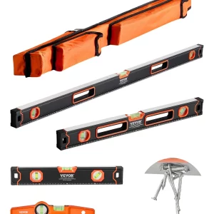 Sada 4-dielnych torpédových vodováh, 120/60/40/25 cm, všetky magnetické vodováhy, libela na 45/90/180 stupňov, magnetická krabičková vodováha vyrobená z hliníkovej zliatiny.