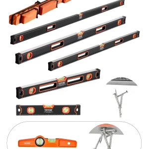 6-dielna sada vodováh, sada vodováh v krabici 200/120/80/60/40/25 cm, libela na pravítko 45/90/180 stupňov, merací nástroj vyrobený zo zliatiny hliníka (iba verzia 25 cm má magnet)