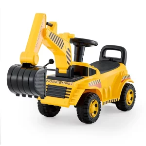 Bager na odvoz, detský bager pre batoľatá od 19 do 36 mesiacov, hračka bager s prilbou a hudbou, bager na odvoz, nosnosť 25 kg, bager na odvoz, pomôcka na chôdzu pre deti, žltá