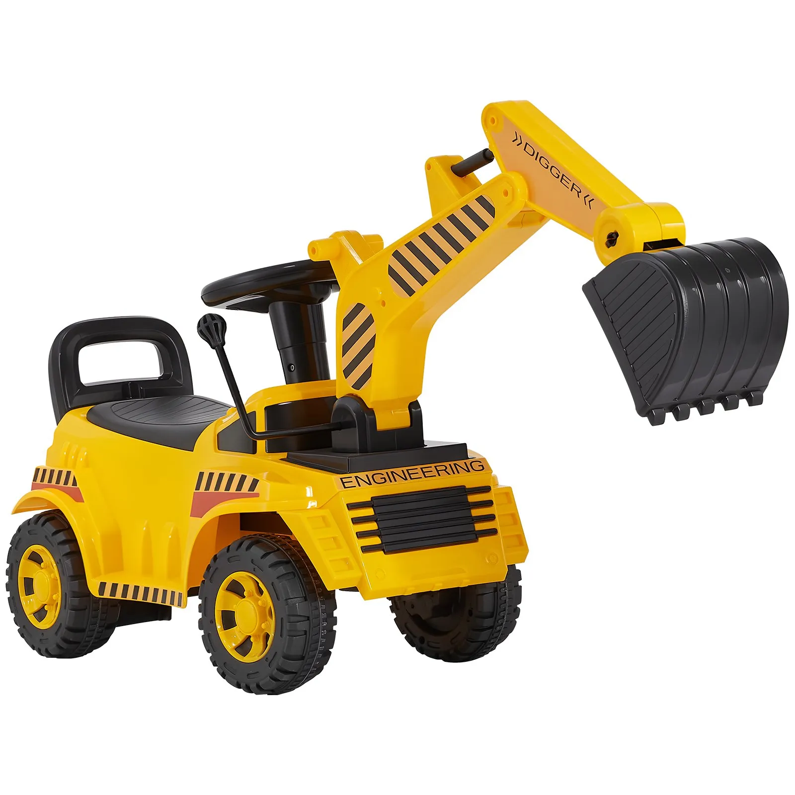 Bager na odvoz, detský bager pre batoľatá od 19 do 36 mesiacov, hračka bager s prilbou a hudbou, bager na odvoz, nosnosť 25 kg, bager na odvoz, pomôcka na chôdzu pre deti, žltá – Obrázok 2