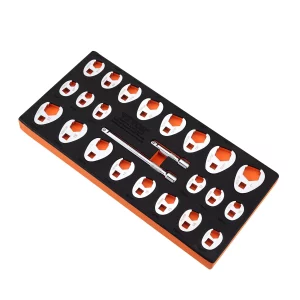 Sada kľúčov 0,95 Drive s 2 predlžovacími tyčami, 24-dielna sada kľúčov, SAE 0,95 cm - 2,54 cm a metrické rozmery 10-22 mm, sada kľúčov vyrobená z CR-MO ocele.