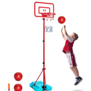 Basketbalový kôš pre deti, výškovo nastaviteľný, prenosné basketbalové ihrisko s plniteľnou základňou, vonkajšia športová hra, basketbalová hračka pre batoľatá vo veku 3-8 rokov, chlapcov a dievčatá