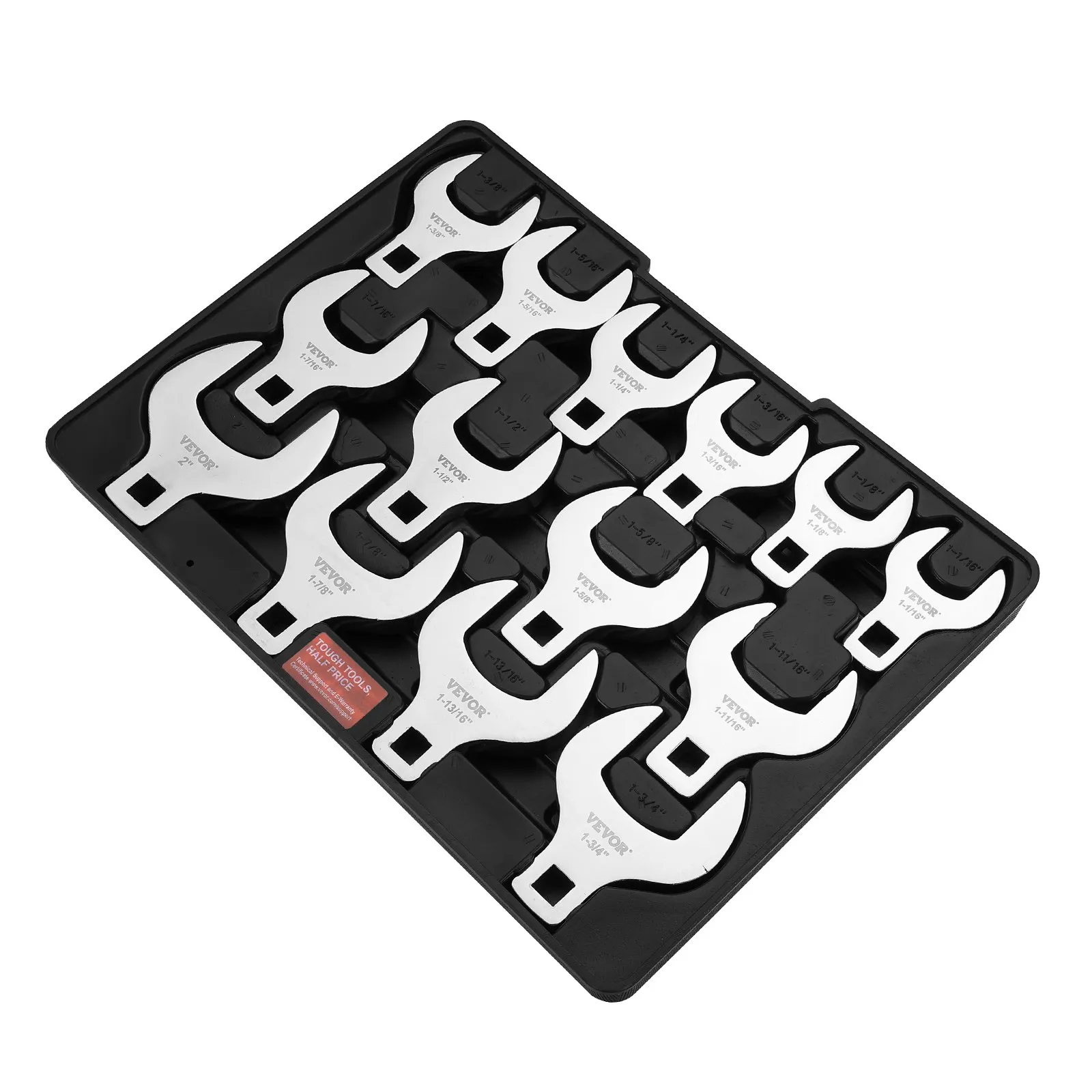 Sada kľúčov Crowfoot, 1/2-palcový pohon, 14-dielna, SAE (1-1/16 palca - 2 palce), sada kľúčov Crowfoot s úložným priestorom, materiál 40CR s laserovo gravírovanými rozmermi, na mechanickú údržbu – Obrázok 6