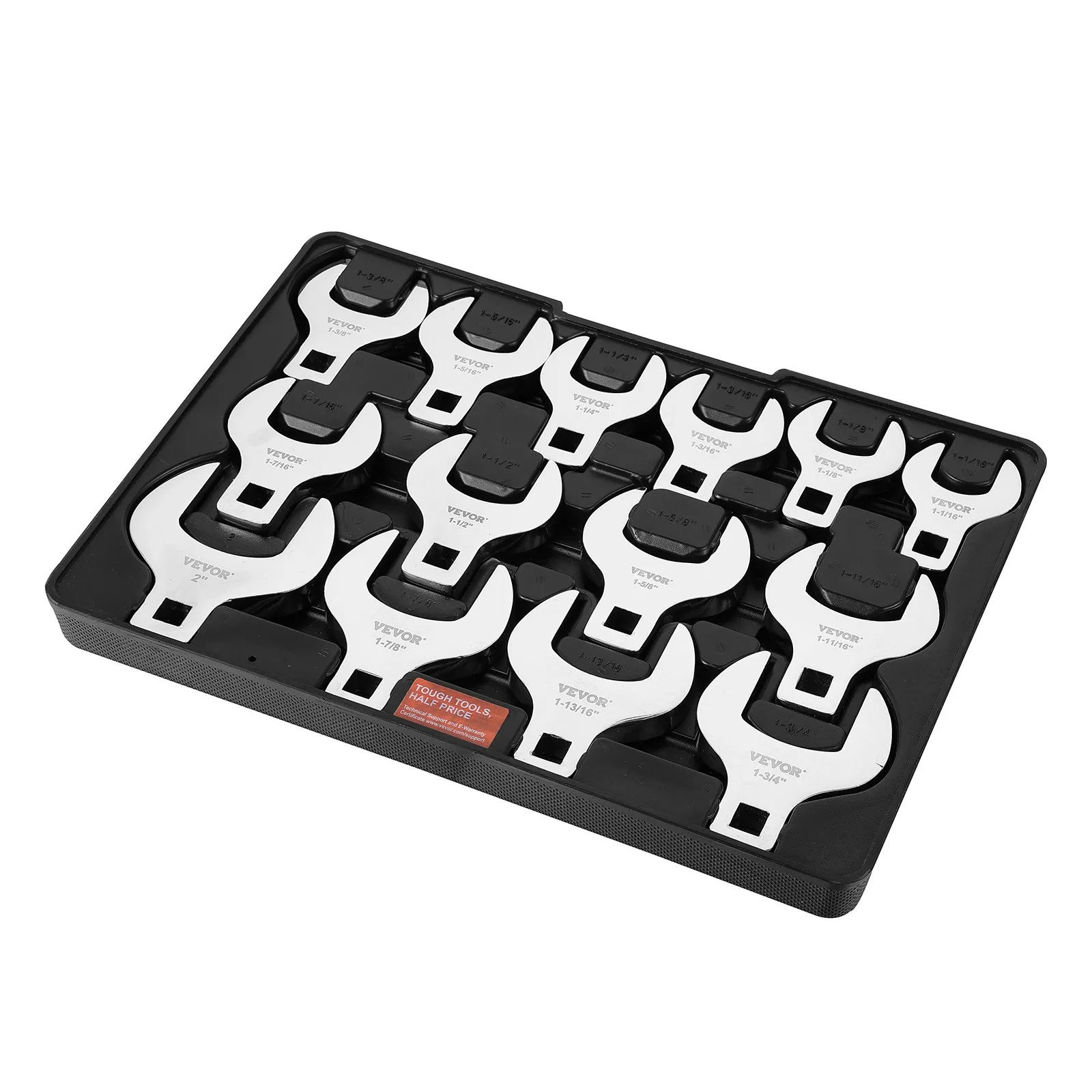 Sada kľúčov Crowfoot, 1/2-palcový pohon, 14-dielna, SAE (1-1/16 palca - 2 palce), sada kľúčov Crowfoot s úložným priestorom, materiál 40CR s laserovo gravírovanými rozmermi, na mechanickú údržbu – Obrázok 4