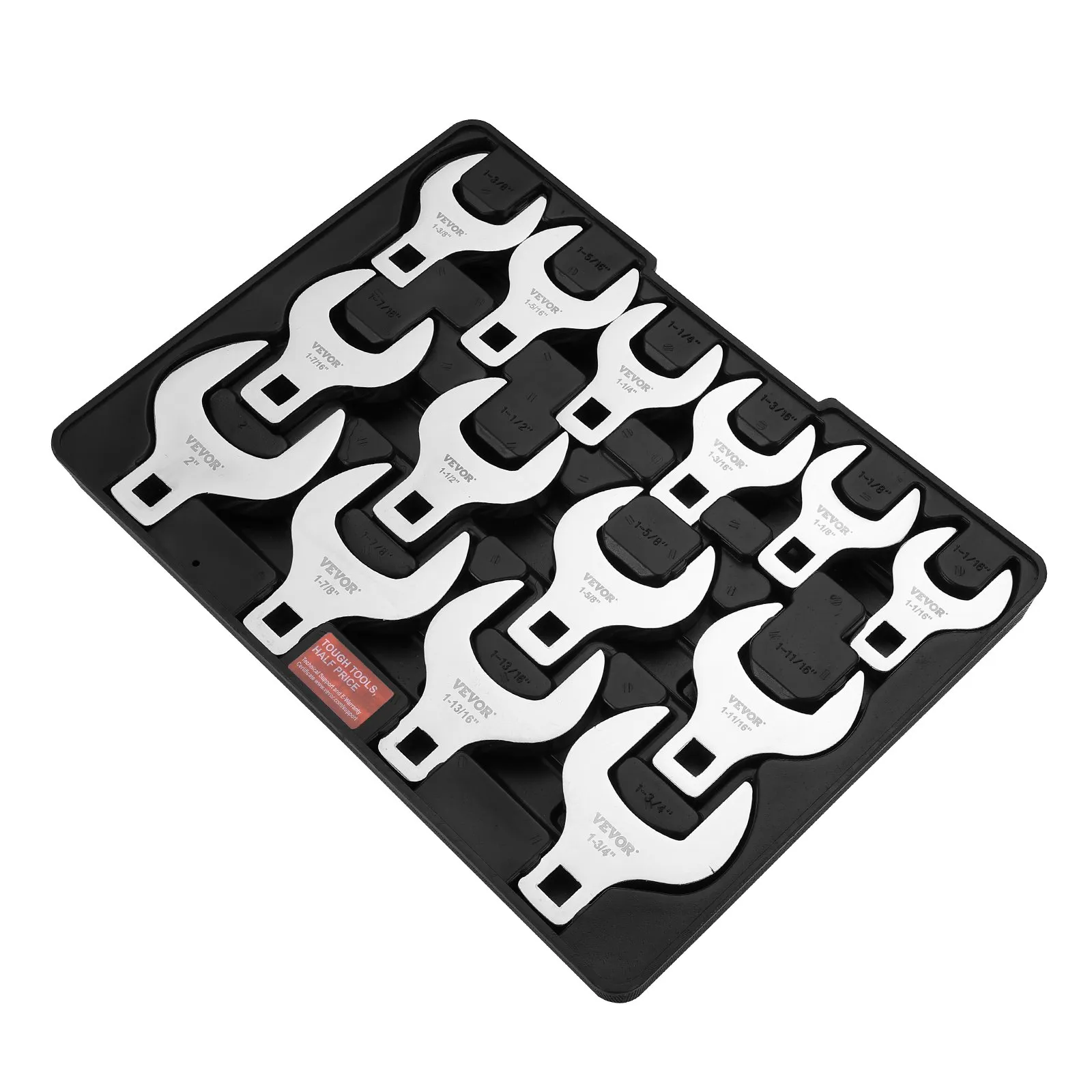 Sada kľúčov Crowfoot, 1/2-palcový pohon, 14-dielna, SAE (1-1/16 palca - 2 palce), sada kľúčov Crowfoot s úložným priestorom, materiál 40CR s laserovo gravírovanými rozmermi, na mechanickú údržbu – Obrázok 5