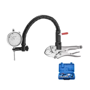 Úchylkomer s 360° flexibilným ramenom a 360° uzamykateľnou svorkou, presnosť 0,03 mm, rozsah 0–25,4 mm, profesionálny na nastavovanie strojov, meranie v úzkych priestoroch, úložný kufrík