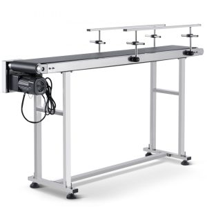 Pásový dopravník 1498,6 x 198,1 mm, dopravníkový stôl, vysokovýkonný motor z nehrdzavejúcej ocele, pásový dopravník pre aplikácie atramentového kódovania, poháňaný PVC pás, nastaviteľná rýchlosť (dvojité zábradlie)