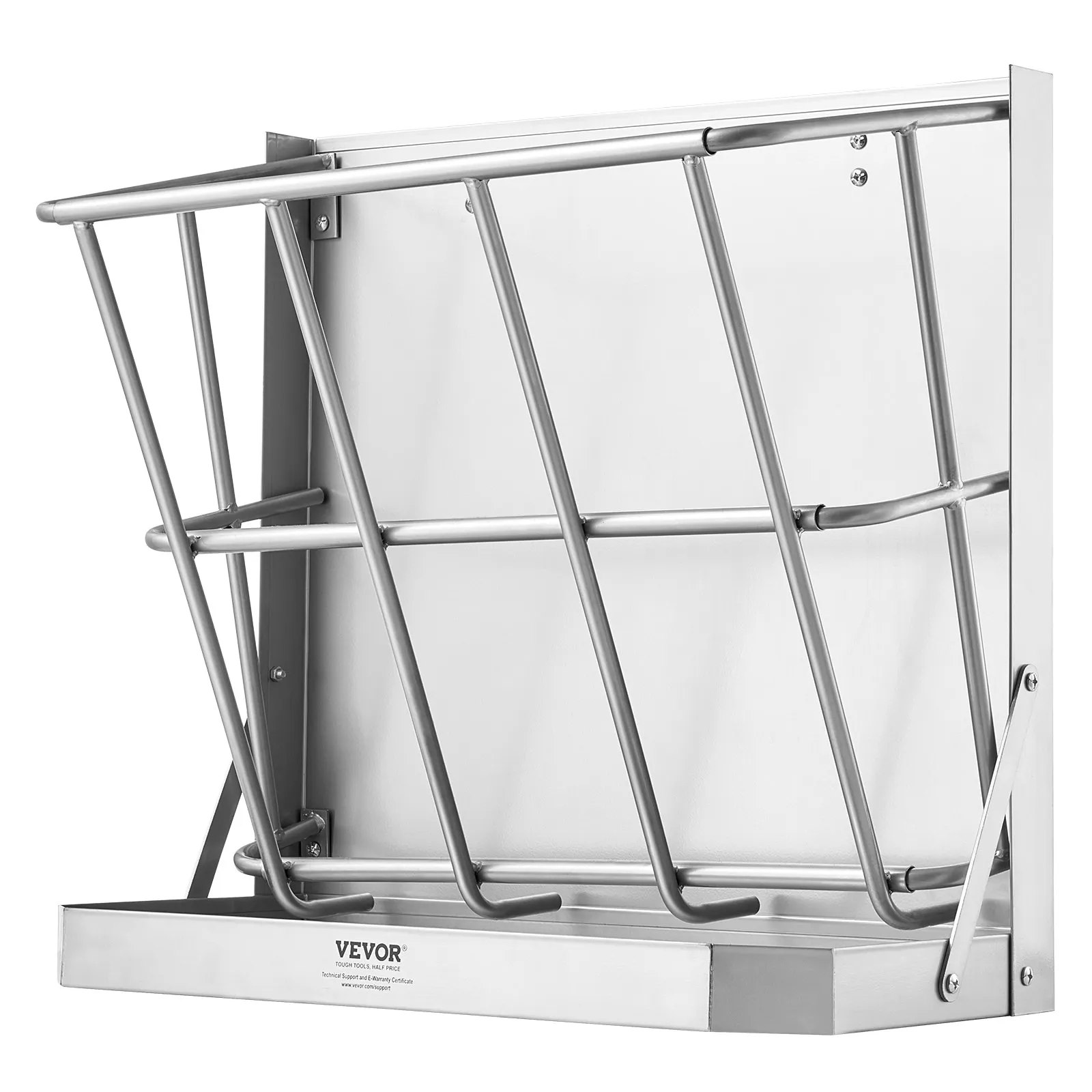 Stojan na seno pre hospodárske zvieratá, 610 x 297 x 584 mm, 2 v 1 kŕmidlo na seno a obilie, nástenný stojan na seno s kŕmnym podnosom, kŕmny žľab pre kozy, robustný oceľový stojan na seno pre ovce a kone, dávkovač krmiva – Obrázok 4