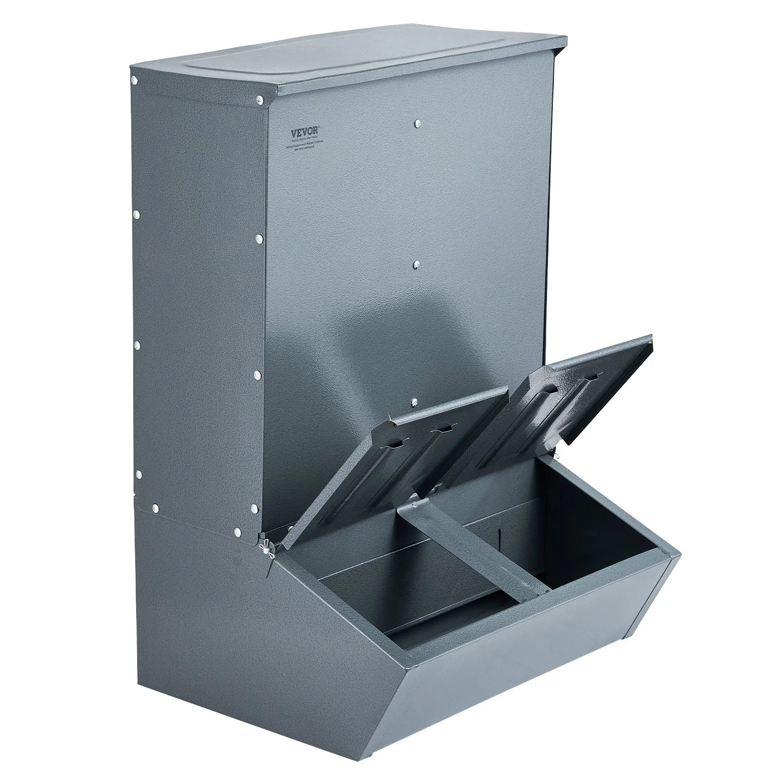 Kŕmidlo, objem 3,7 bušlov, kŕmny box s dvojitými dverami, odolný oceľový kŕmny žľab, kŕmidlo pre ošípané, vonkajší stojan na seno, nakŕmi až 8 ošípaných – Obrázok 2