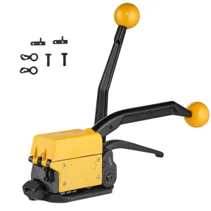 Oceľová páskovačka pre šírku 1,27-1,9 cm, 3 v 1 (napínač, krimpovací nástroj, rezačka), manuálna páskovačka na balenie, kovová páskovačka na balenie, oceľová páskovačka na nehrdzavejúcu oceľ