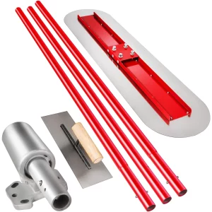 Hladidlo na betón Bull Float 1200x300 mm, kompletná sada hladidiel na betón, dĺžka rukoväte 3 x 1,8 m, hladidlo, oceľ, nastaviteľné v spodnej časti, stavebná pomôcka