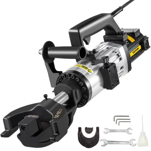 Elektrická hydraulická ohýbačka výstuže, ohýbačka výstuže s výkonom 1500 W, ohýba výstuž s hrúbkou 10 – 25 mm za 4 sekundy, ohýbačka s puzdrom na náradie a olejničkou, čierno-červená