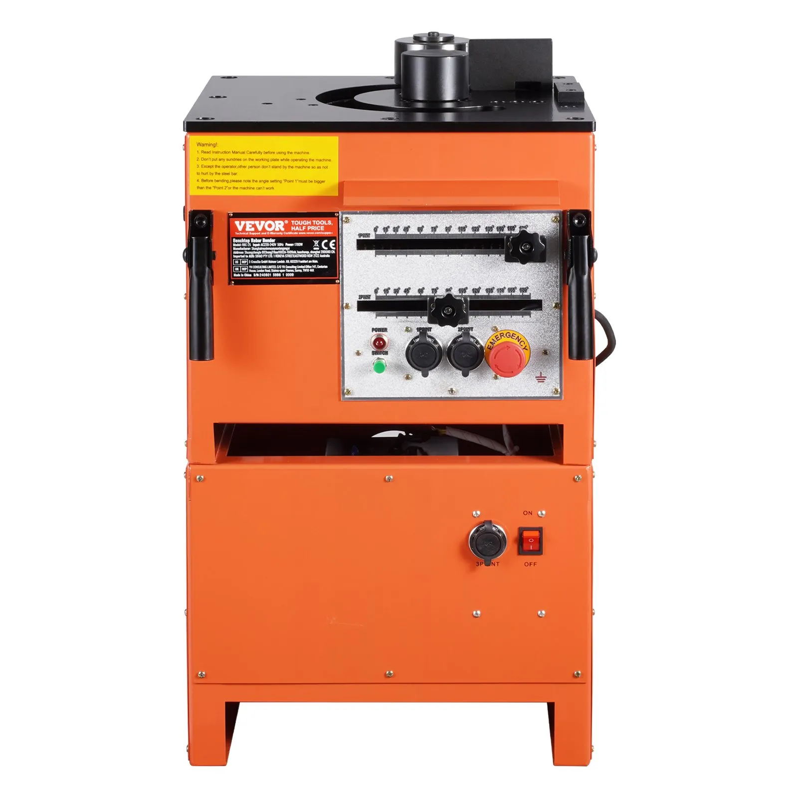 Elektrická ohýbačka výstuže 2 v 1, prenosná hydraulická ohýbačka s výkonom 1700 W, 3 uhly ohýbania až do 4 – 25 mm za 4 sekundy, vysokovýkonná ohýbačka výstuže s príslušenstvom – Obrázok 3