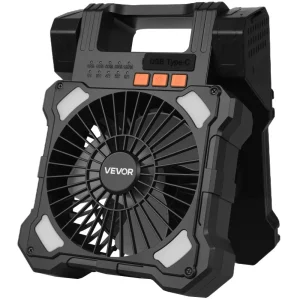 Kempingový solárny ventilátor s LED lampášom 20000 mAh, prenosný 20 cm ventilátor, so skladacím 7W solárnym panelom, 5 rýchlostí, časovač a tichá prevádzka, napájaný z USB batérie na kempovanie, stavenisko, kanceláriu, stôl