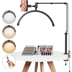Stolová lampa na nechty s držiakom na telefón (20 W, max. výška 765 mm) Lampa pre nechtovú techniku, stolová lampa na nechty s nastaviteľným jasom, stolová lampa pre nechtové technikky a predlžovanie mihalníc