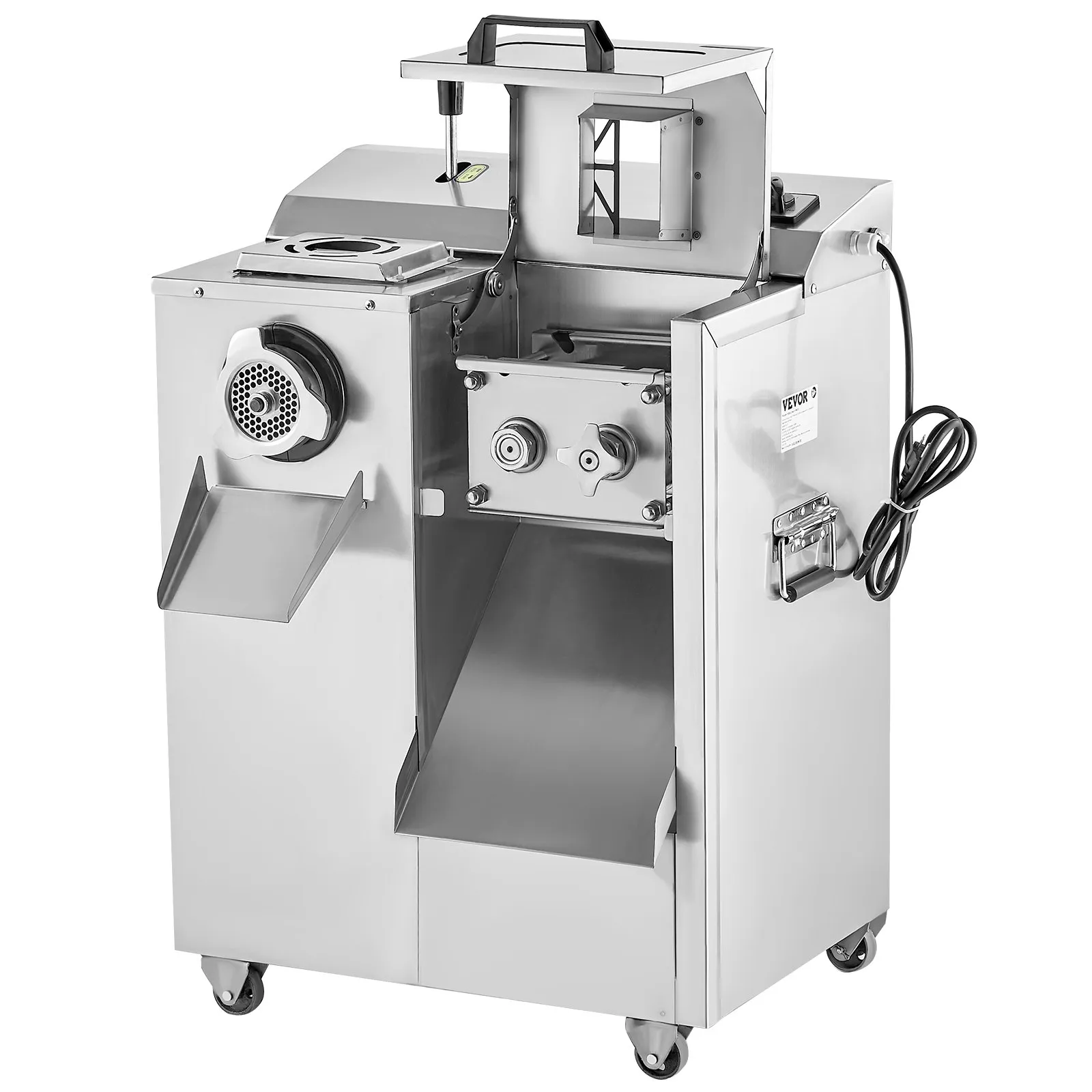 Komerčný elektrický mlynček na mäso (6,35 kg/min), plnička klobás s čepeľou a mlecím kotúčom (5 mm), stroj na výrobu klobás, nerezové puzdro mlynčeka na mäso na krájanie, mletie a kockovanie – Obrázok 3