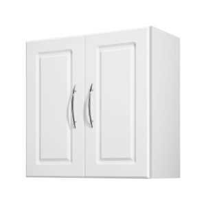 Nástenná skrinka do práčovne, 2-poschodová nástenná skrinka (H x Š x V / 30 x 60 x 60 cm) s 2 dvierkami, organizér na skrinky s nastaviteľnou policou, do kuchyne, garáže, práčovne, biela