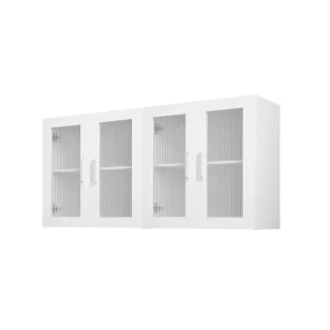 Nástenná skrinka do práčovne, 2-poschodová nástenná skrinka (nosnosť 72,6 kg / 30,5 x 61 x 61 cm samostatná jednotka) so 4 dverami, organizér na skrinky s nastaviteľnou policou, do kuchyne a garáže