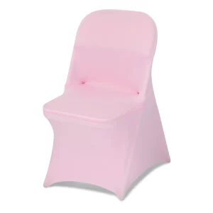 Poťahy na stoličky , Strečové poťahy na stoličky, 50 kusov, Prateľné a odnímateľné poťahy na stoličky vyrobené z polyesteru a spandexu na svadobné oslavy a bankety, Vhodné na skladacie stoličky (45 x 46 x 77 cm), Ružové
