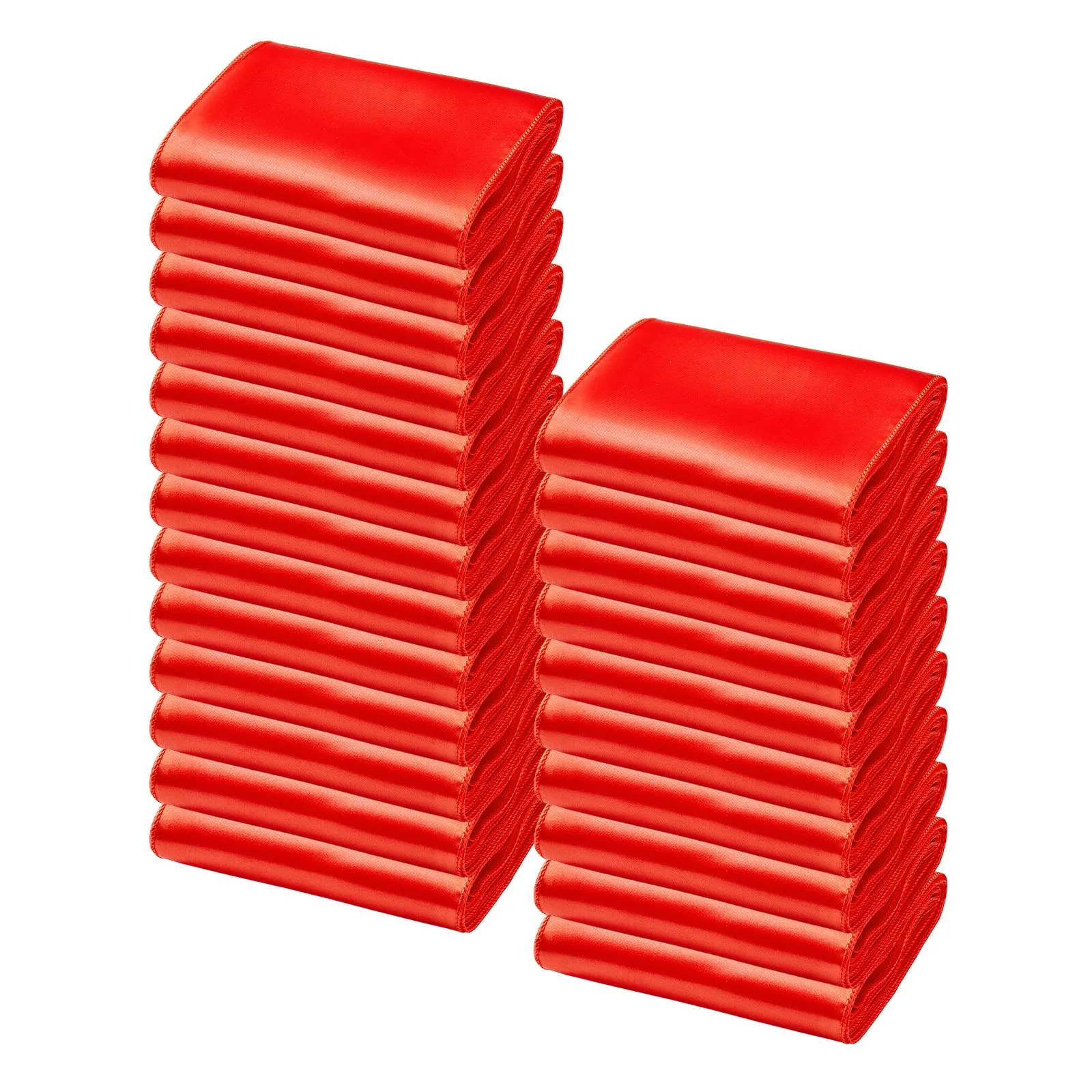 Saténové návleky na stoličky s mašľami (275x17 cm) 50 ks. Stuhy na stoličky na viazanie, Stuhy na stoličky na svadby, večierky, banketové dekorácie, podujatia, Poťahy na banketové stoličky, Mašle na stoličky, Červené – Obrázok 3