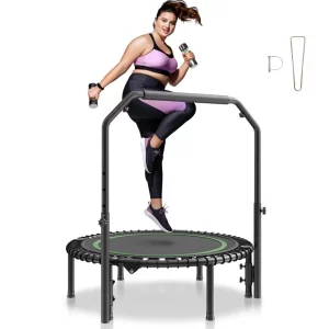 Skladacia mini trampolína Fitness Rebounder 1027 mm, nosnosť 150 kg Tréningová trampolína, Rebounder Sport Trampoline Mini Trampolína Záhradná trampolína so 4-úrovňovou výškovo nastaviteľnou penovou rukoväťou