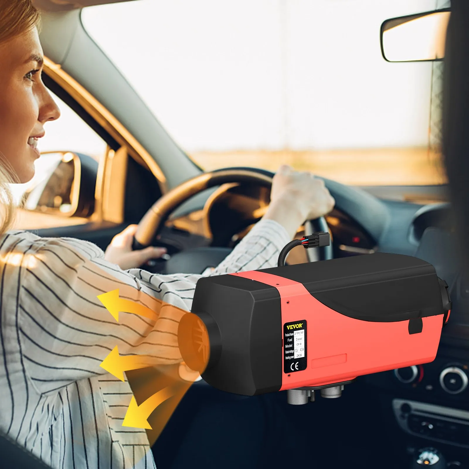 Naftové nezávislé kúrenie 2KW, 12V naftový ohrievač vzduchu, 10l naftový ohrievač vzduchu, -40℃ - +20℃ naftový ohrievač vzduchu s LCD obrazovkou, LCD spínač, tlmič, hliníkový ohrievač vzduchu – Obrázok 3