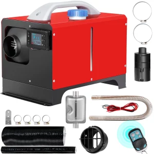 12V naftový nezávislý kúrenie do auta na palivo, 5 kW naftový nezávislý kúrenie, vzduchový naftový kúrenie, vzduchový naftový kúrenie pre auto, obytný automobil, nákladné auto, obytný autobus s diaľkovým ovládaním, červený LCD spínač a 1 výstup vzduchu