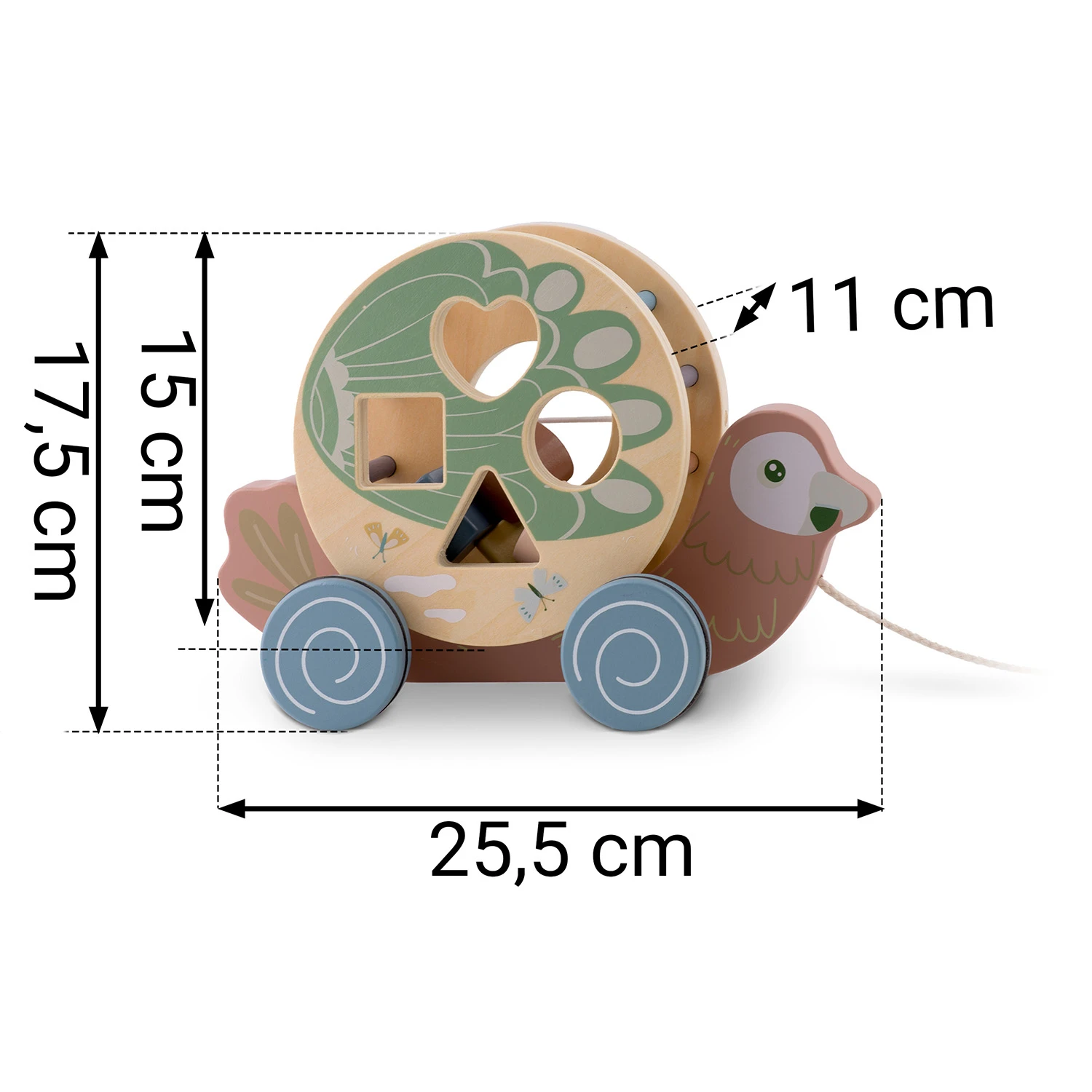 Drevená hračka na ťahanie papagáj NK-854 Nukido – Obrázok 6