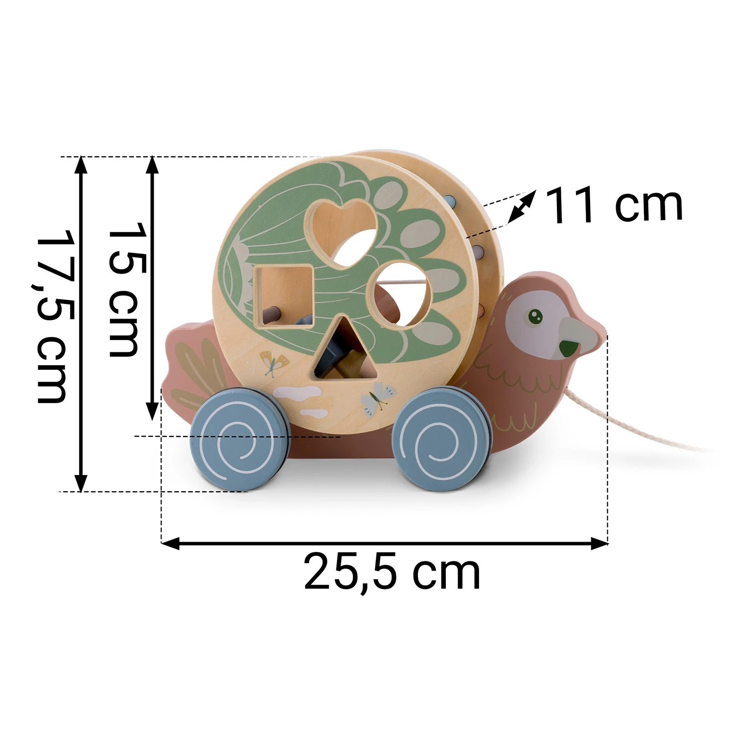 Drevená hračka na ťahanie papagáj NK-854 Nukido – Obrázok 4