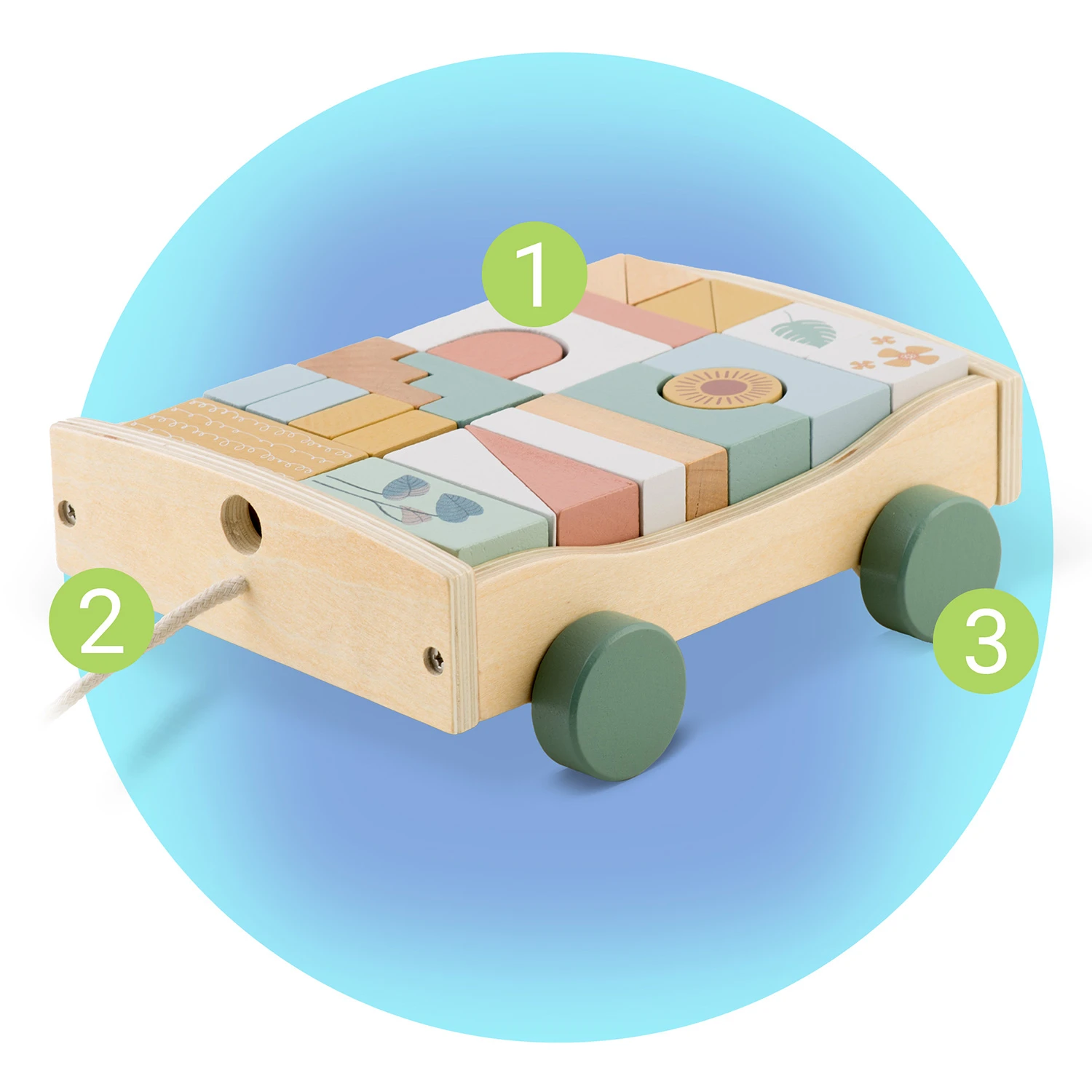 Drevená hračka na ťahanie s kockami NK-853 Nukido – Obrázok 2