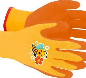 Rukavice Strend Pro, detské, dievčenské, so včielkou, oranžové, záhradné, s blistrom, veľ. 5