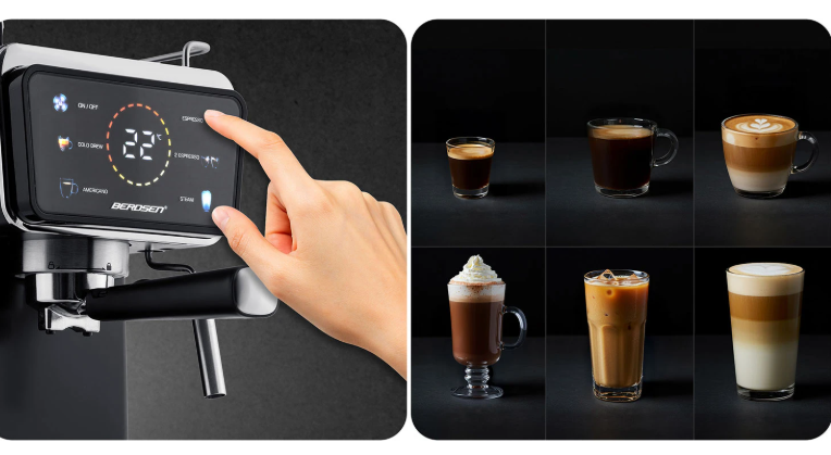 Berdsen BD-771 20-barový kávovar na espresso, čierny – Obrázok 2