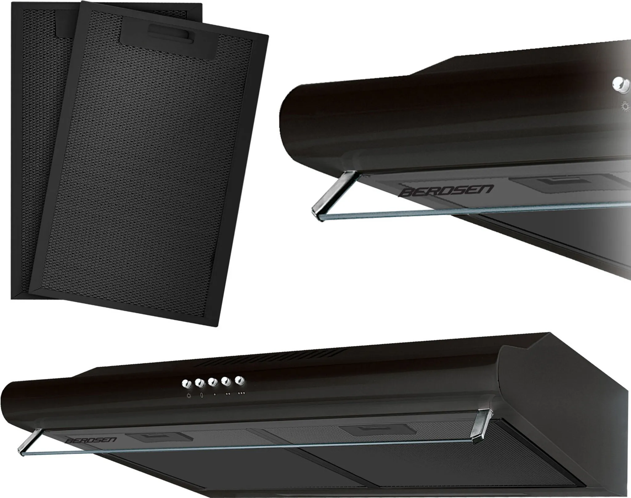 Podskriňový digestor - 60 cm absorpčný Berdsen BE-10-A čierny