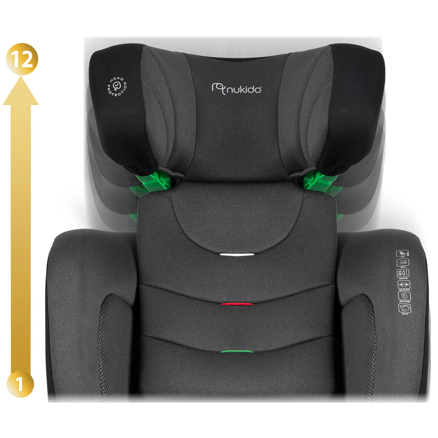 Autosedačka Nukido Louis Soft čierna/sivá 15-36 kg ISOFIX – Obrázok 4