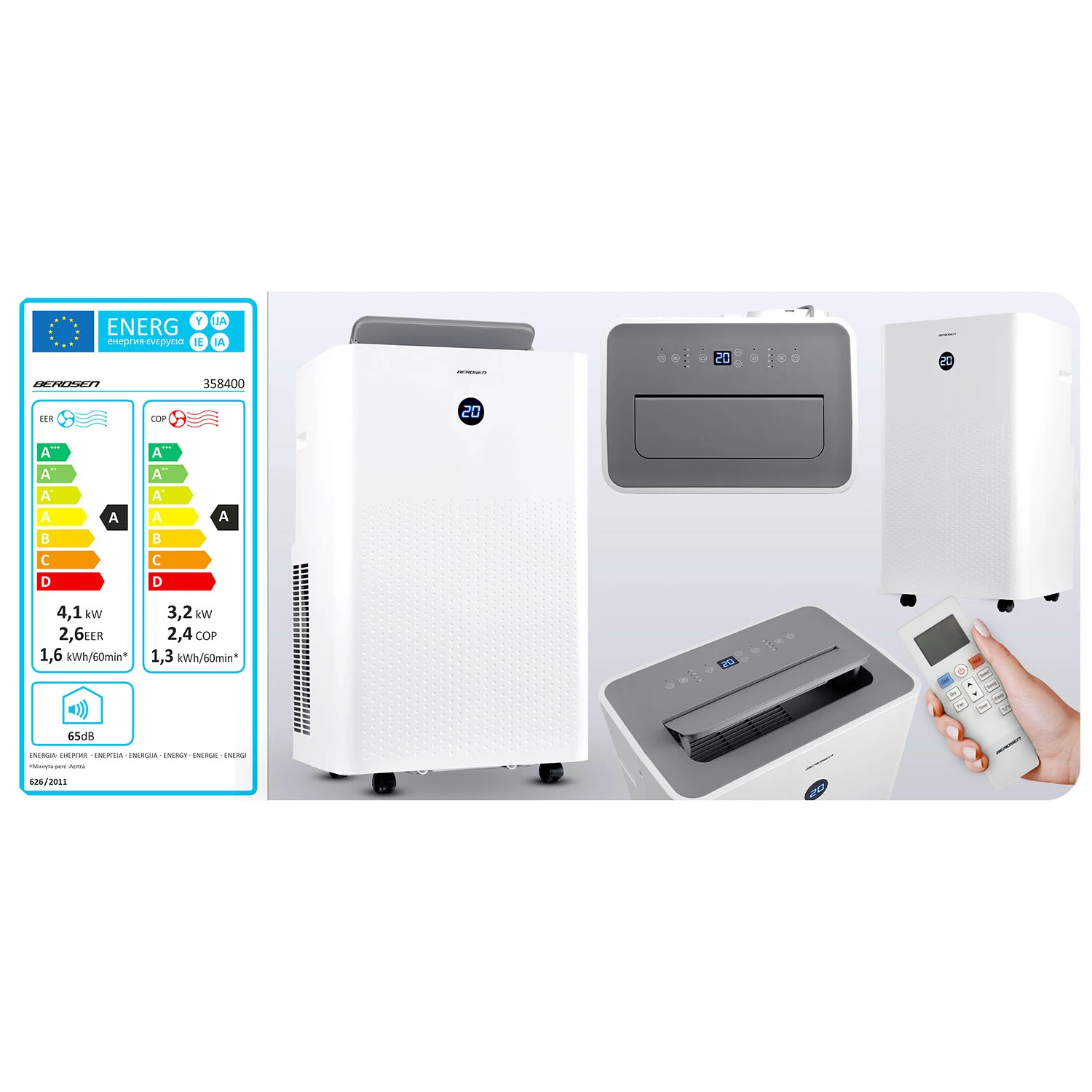 Prenosná klimatizácia 14000 BTU odvlhčovač s kúrením WiFi 37l/24h Berdsen BD-583 – Obrázok 6