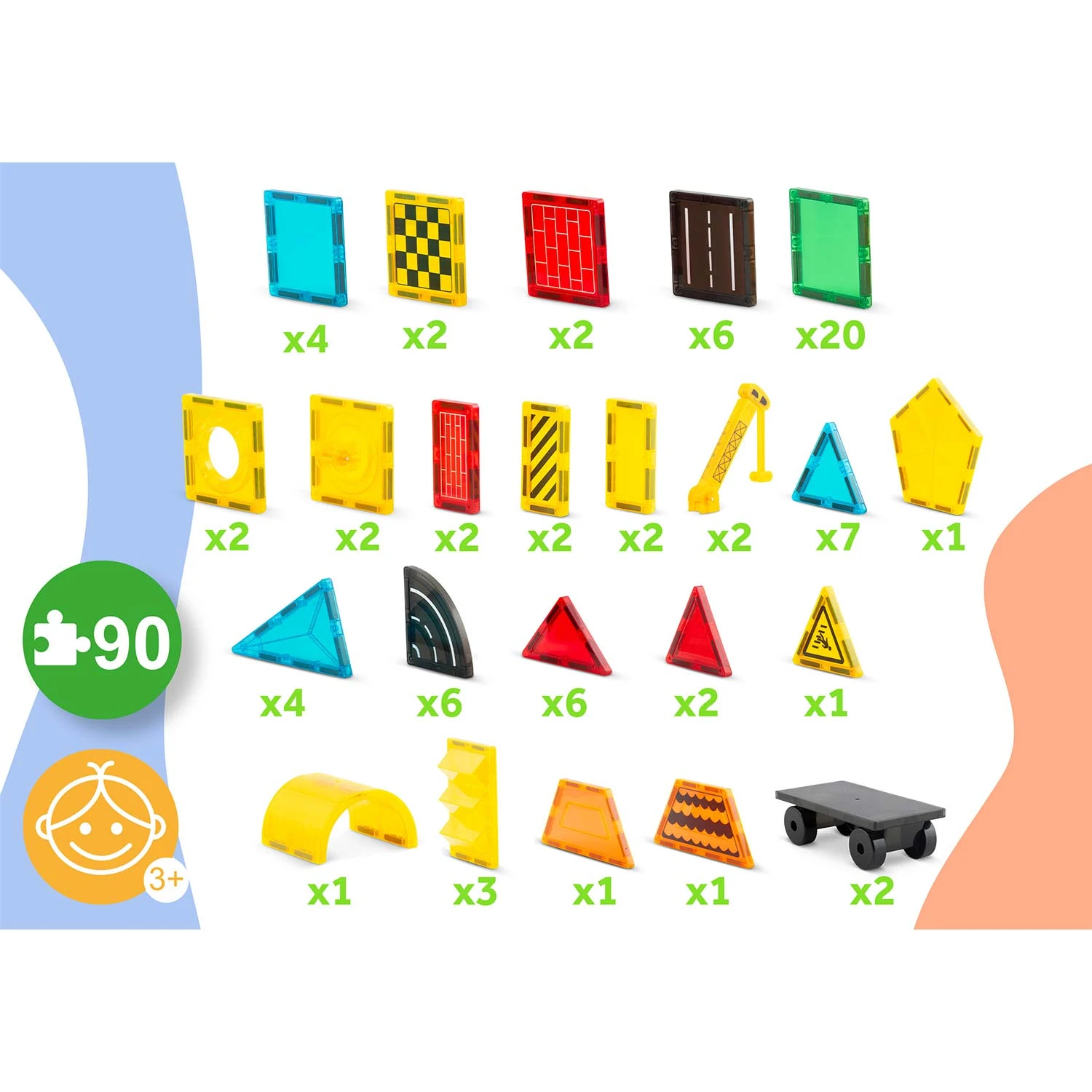 Ricokids RK-780 vzdelávacie magnetické stavebné bloky 90 ks – Obrázok 4