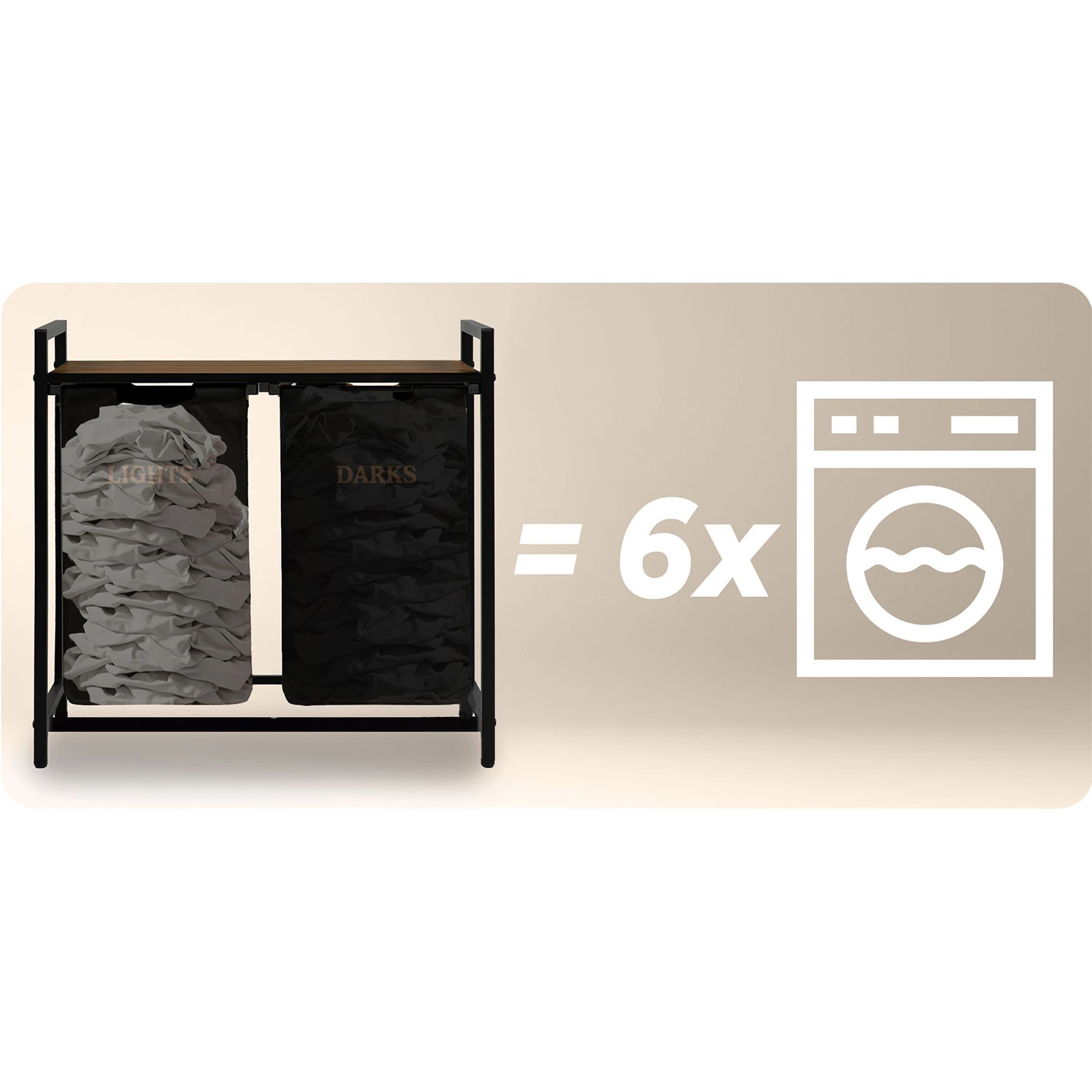 Dvojpriestorový kôš na bielizeň na ráme 80 l Massido – Obrázok 5