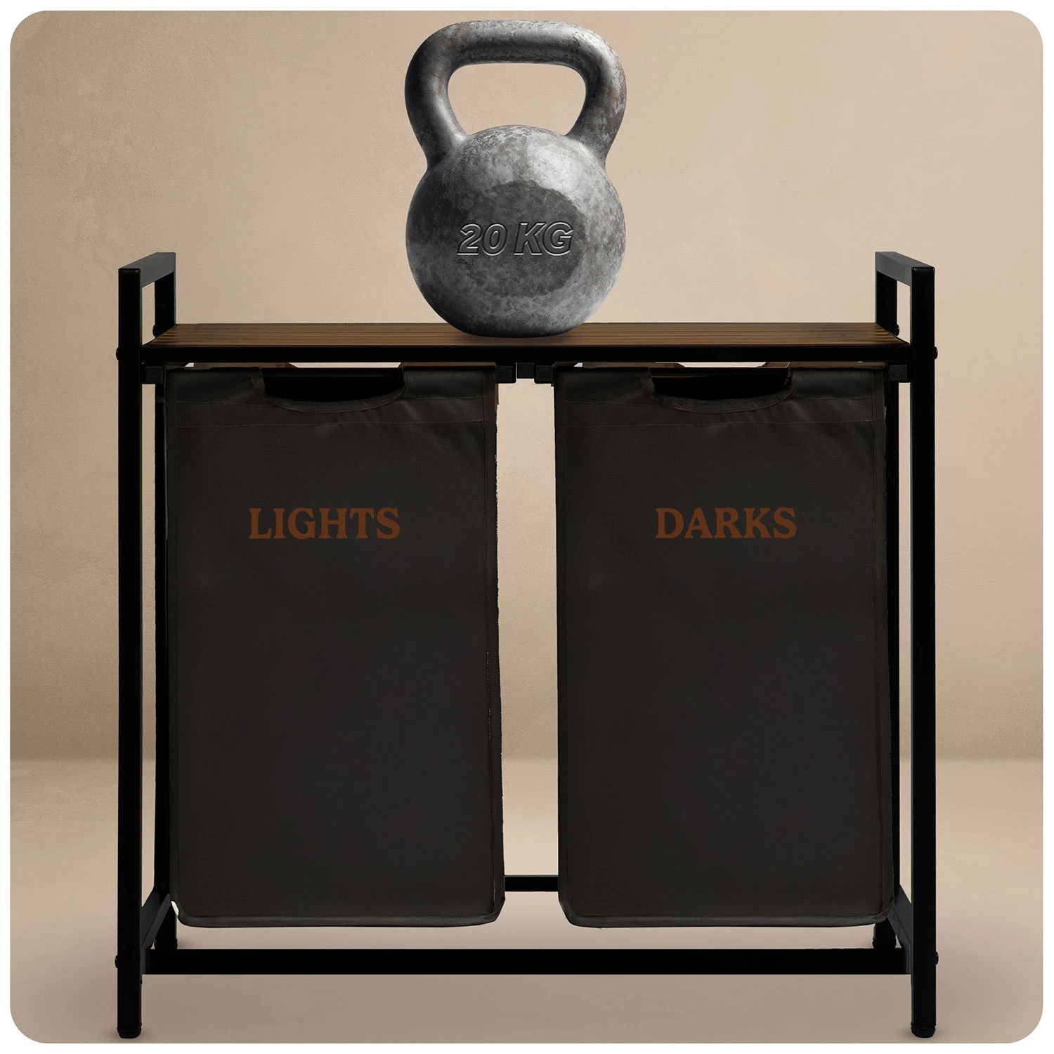 Dvojpriestorový kôš na bielizeň na ráme 80 l Massido – Obrázok 4