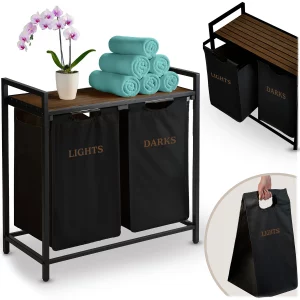 Dvojpriestorový kôš na bielizeň na ráme 80 l Massido