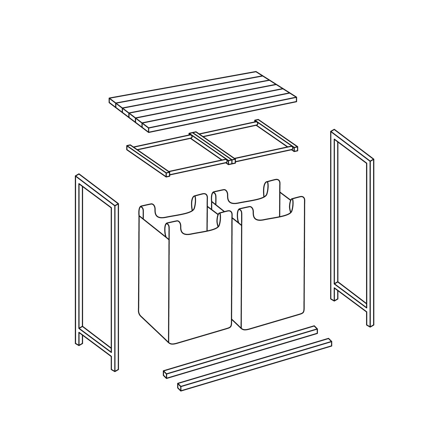 Dvojpriestorový kôš na bielizeň na ráme 80 l Massido – Obrázok 2