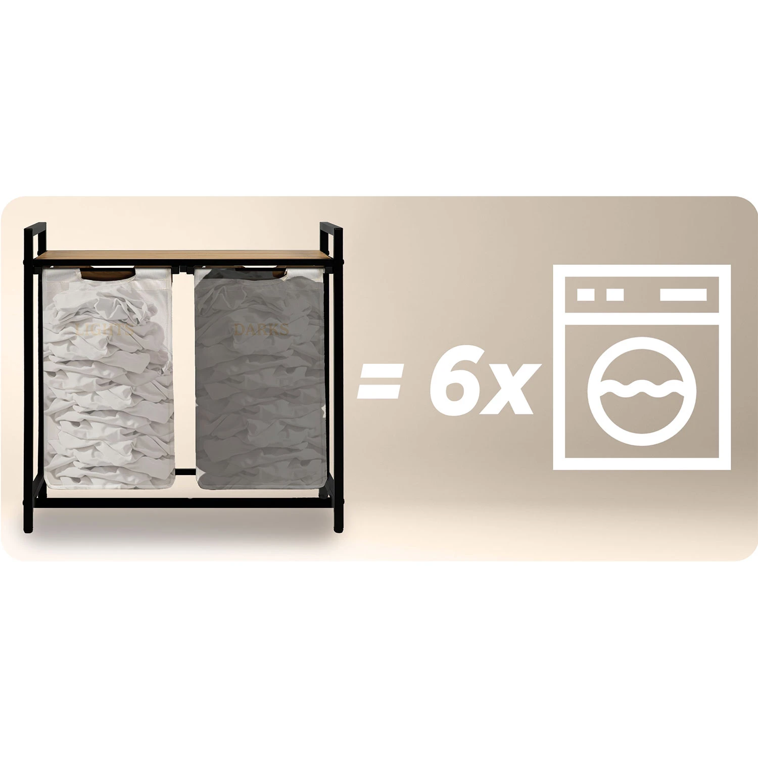 Dvojpriestorový kôš na bielizeň na ráme 80 l Massido – Obrázok 4