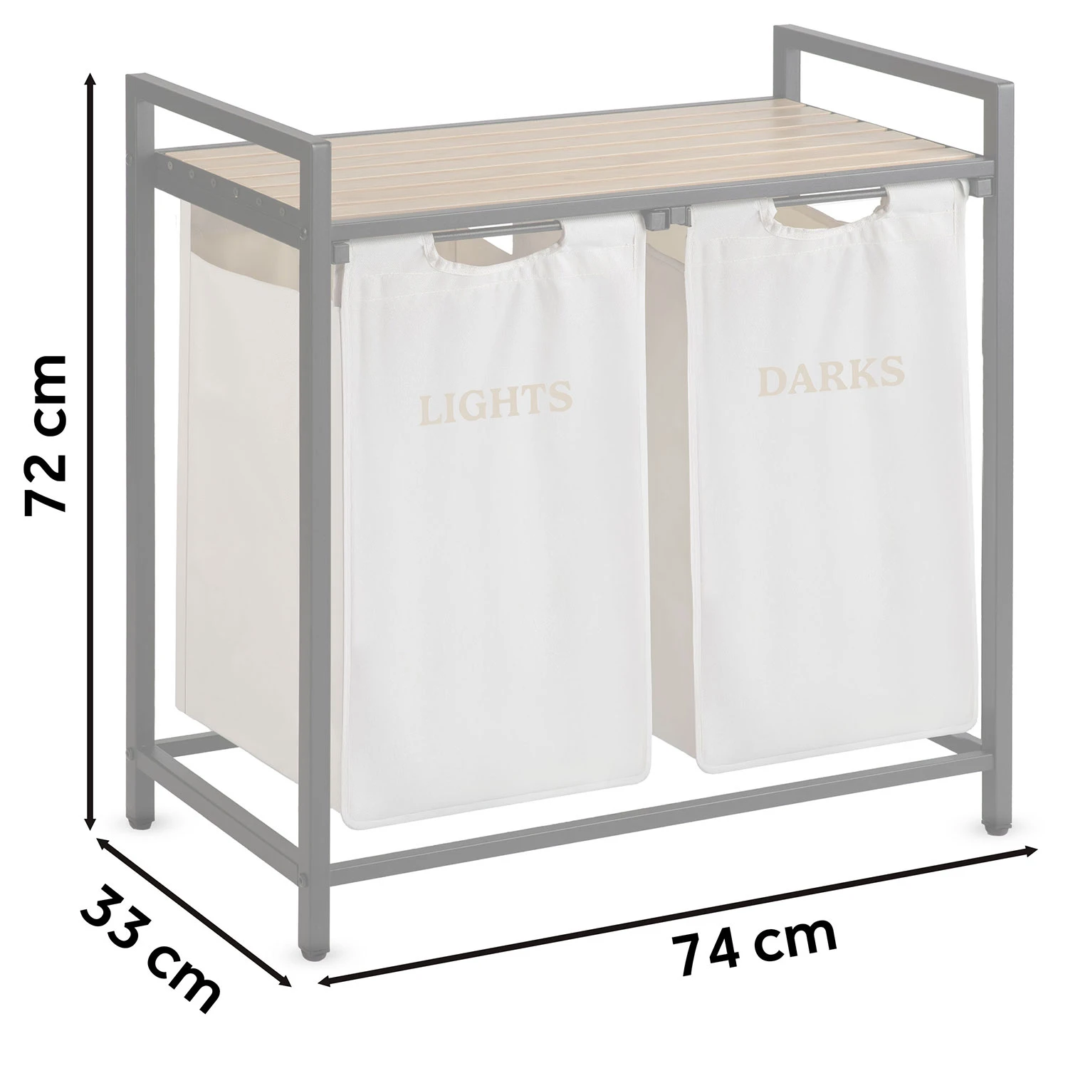 Dvojpriestorový kôš na bielizeň na ráme 80 l Massido – Obrázok 5