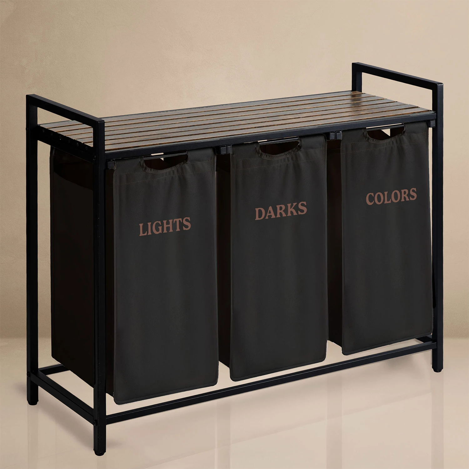 Trojpriestorový kôš na bielizeň na 120-litrovom ráme Massido – Obrázok 8