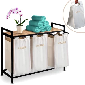 Trojpriestorový kôš na bielizeň na 120-litrovom ráme Massido