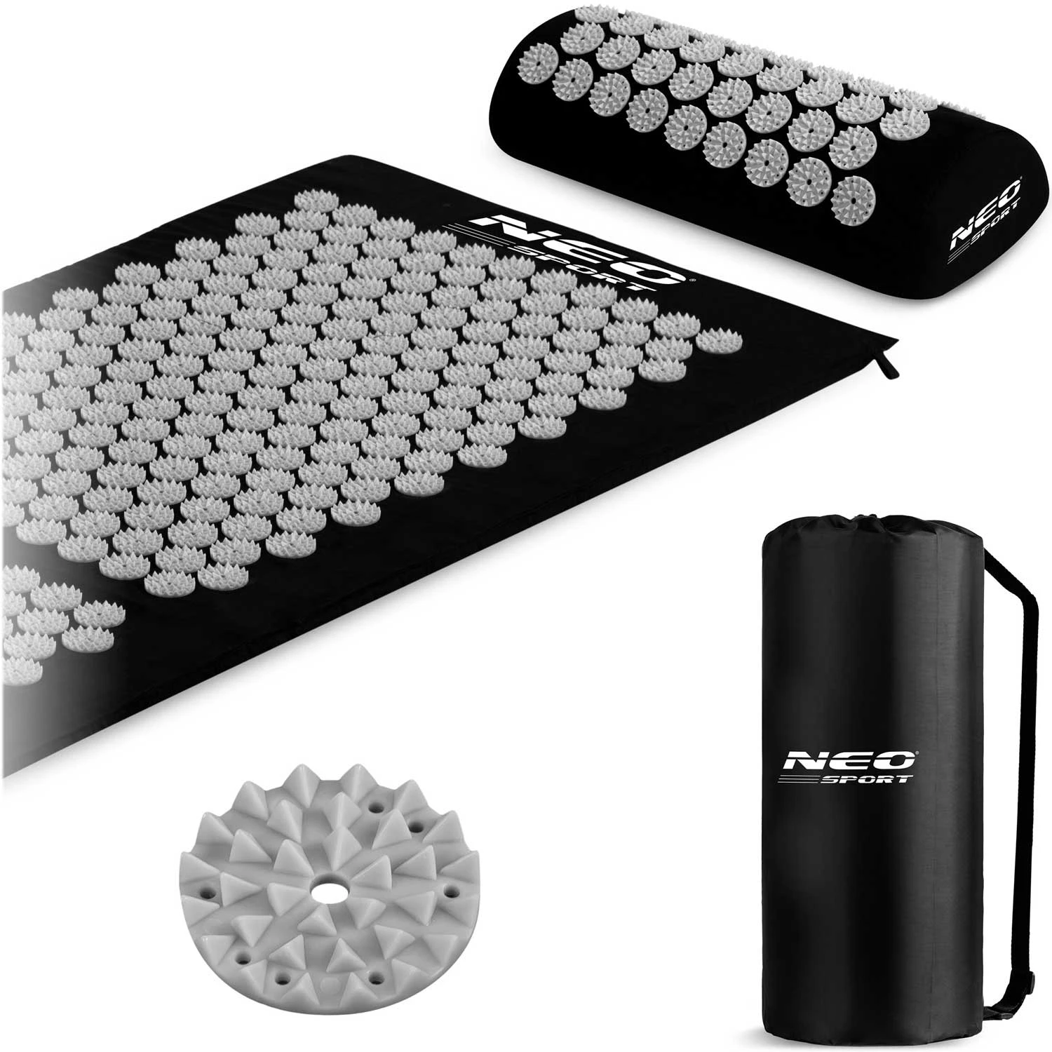 Akupresúrna podložka Neo-Sport NS-901 s hrotmi, čierna a sivá – Obrázok 3