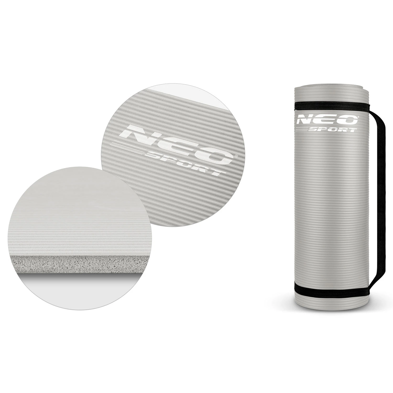 Podložka na cvičenie 183 x 60 cm Neo-Sport - 192200 sivá – Obrázok 3