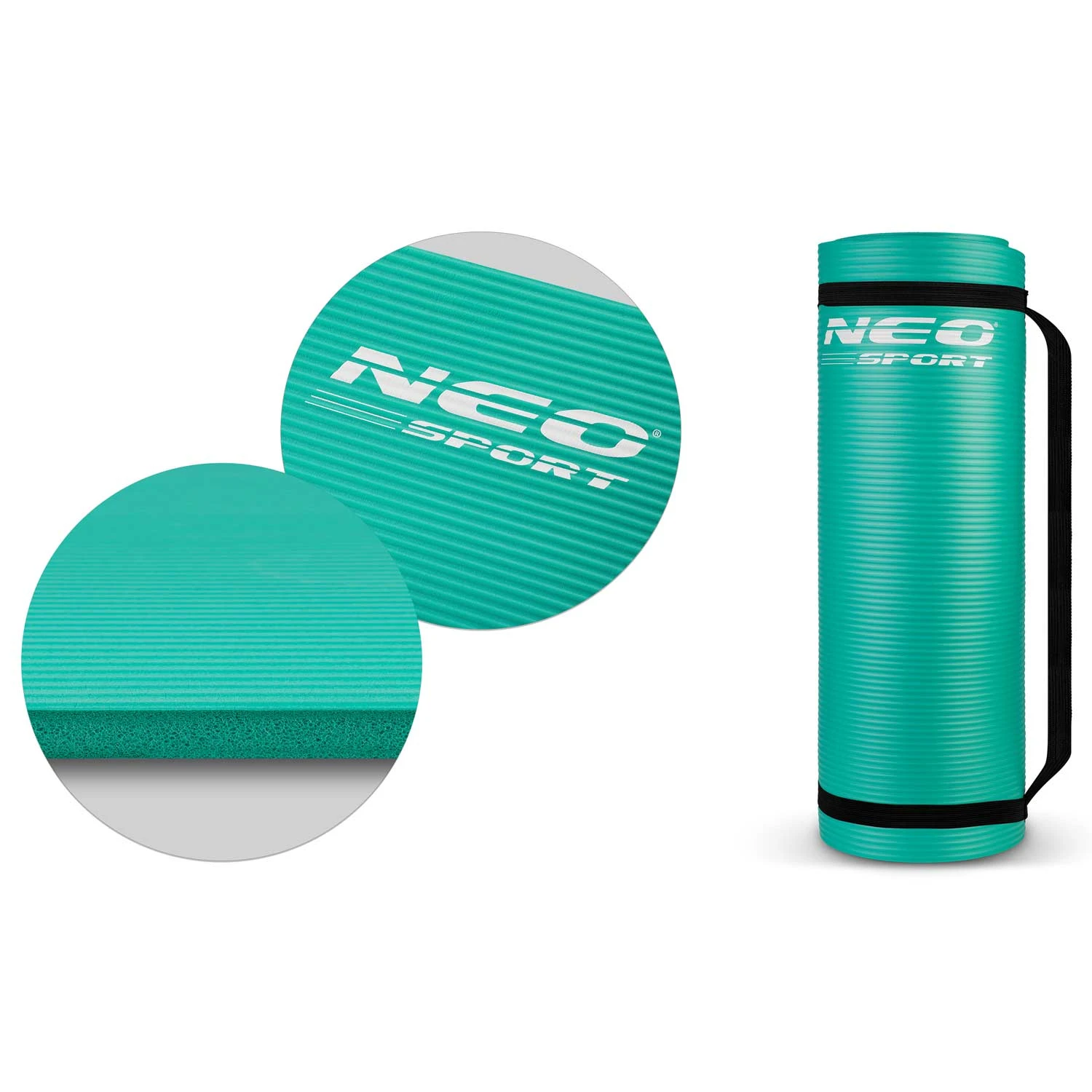 Hrubá podložka na cvičenie 183 x 60 cm Neo-Sport - 192301 tyrkysová – Obrázok 3