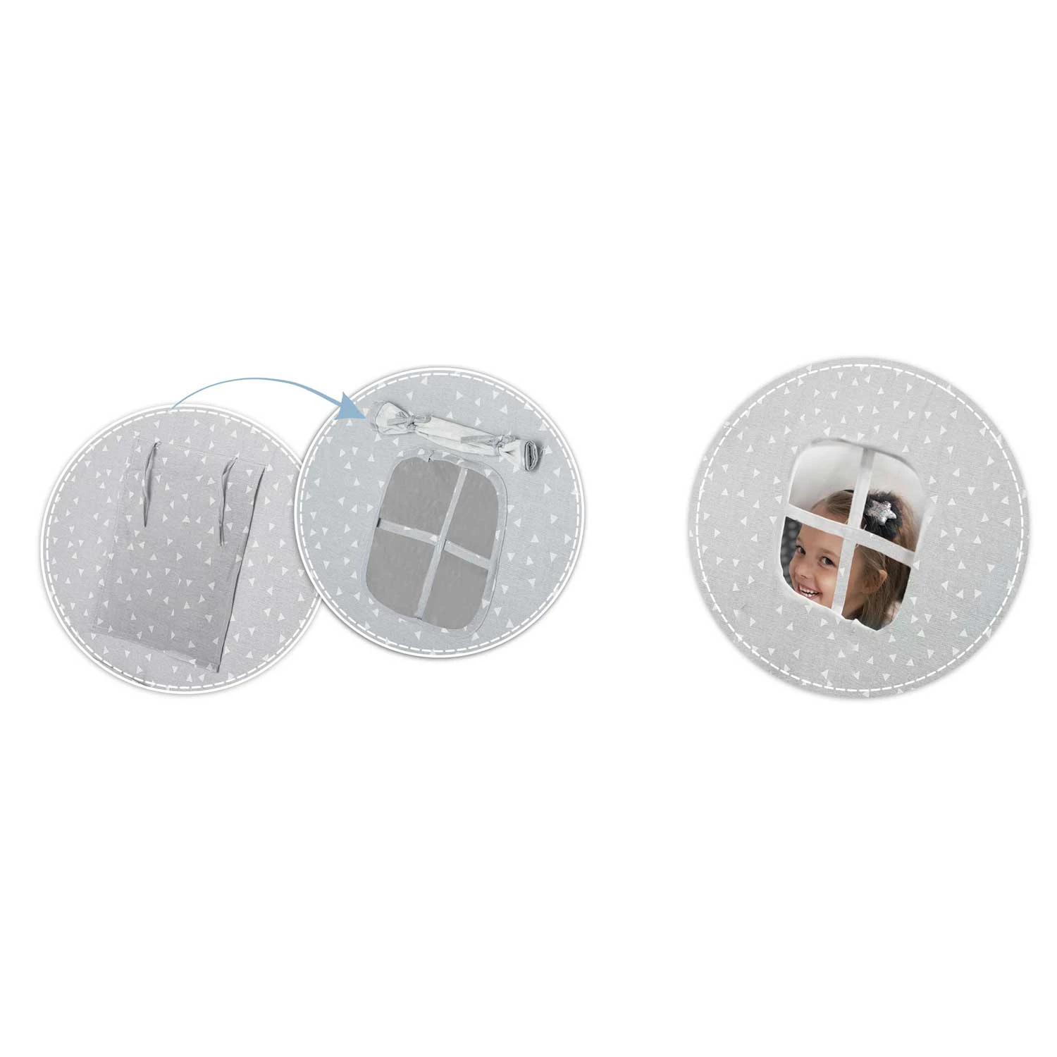 Detský domčekový stan Nukido s lampou - sivý – Obrázok 6