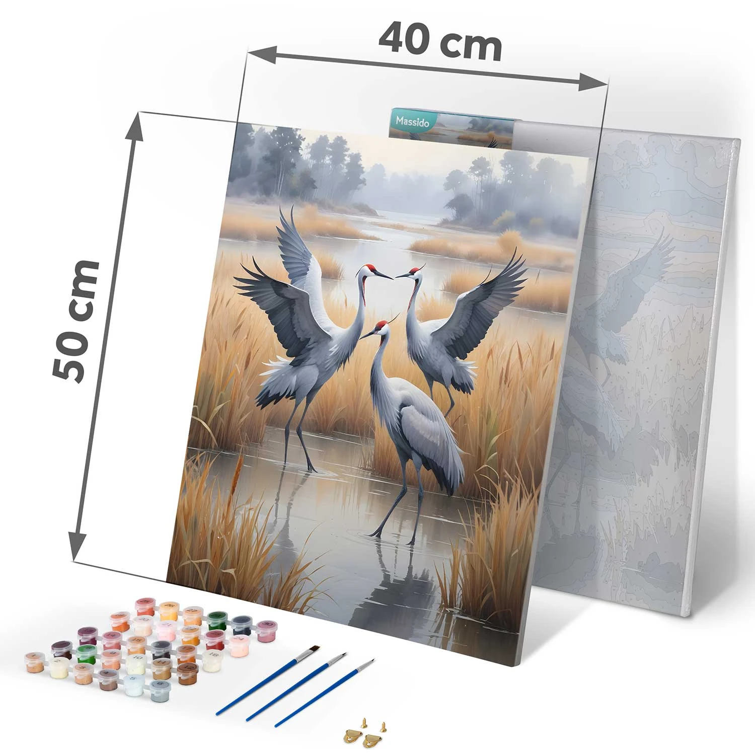 Maľovanie podľa čísel 40x50 cm Žeriavy Massido – Obrázok 2